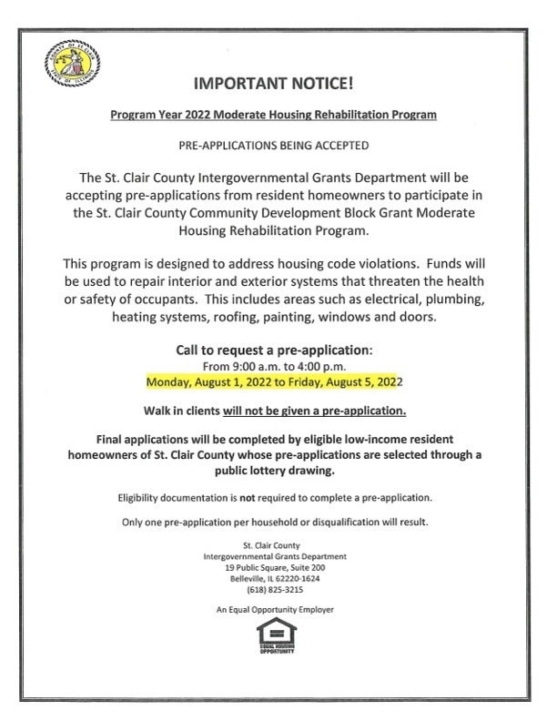 2022 Summer Rehab Notice